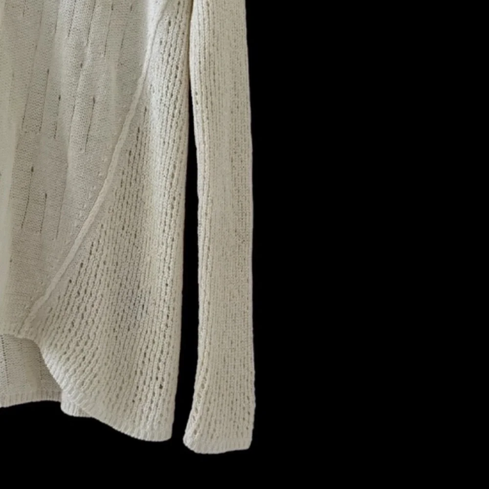 J. McLaughlin Cream V-Neck Open Stitch Long Sleeve Knit Sweater Size Small - Picture 6 of 9